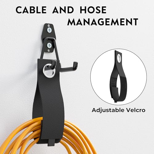 BONTEC 18 Stück Wandhaken Set, Stahl-Haken für Garage, Werkstatt, Fahrradhalterung, Gartengeräte, U/J/S-Hakens, Schwarz mit Anti-Rutsch-Beschichtung, geeignet für Trockenbau & Ziegelwände