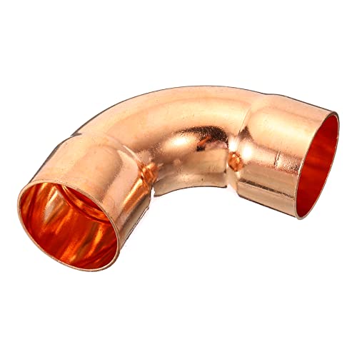 PATIKIL 35mm (1.38) ID Elbow Copper Pipe Fitting, 90 Degree Short Turn Pressure Connector Sweat Solder Welding Connection for Water HVAC Plumbing