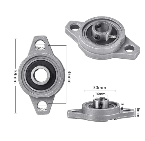 4 Stück KFL000 Stehlager 10mm Flanschlager Selbstausrichtend Stehlager Rhombische Flanschlager Horizontale Zinklegierung Kugellager Lagerblock für Drucker Innendurchmesser 10mm Durchmesser