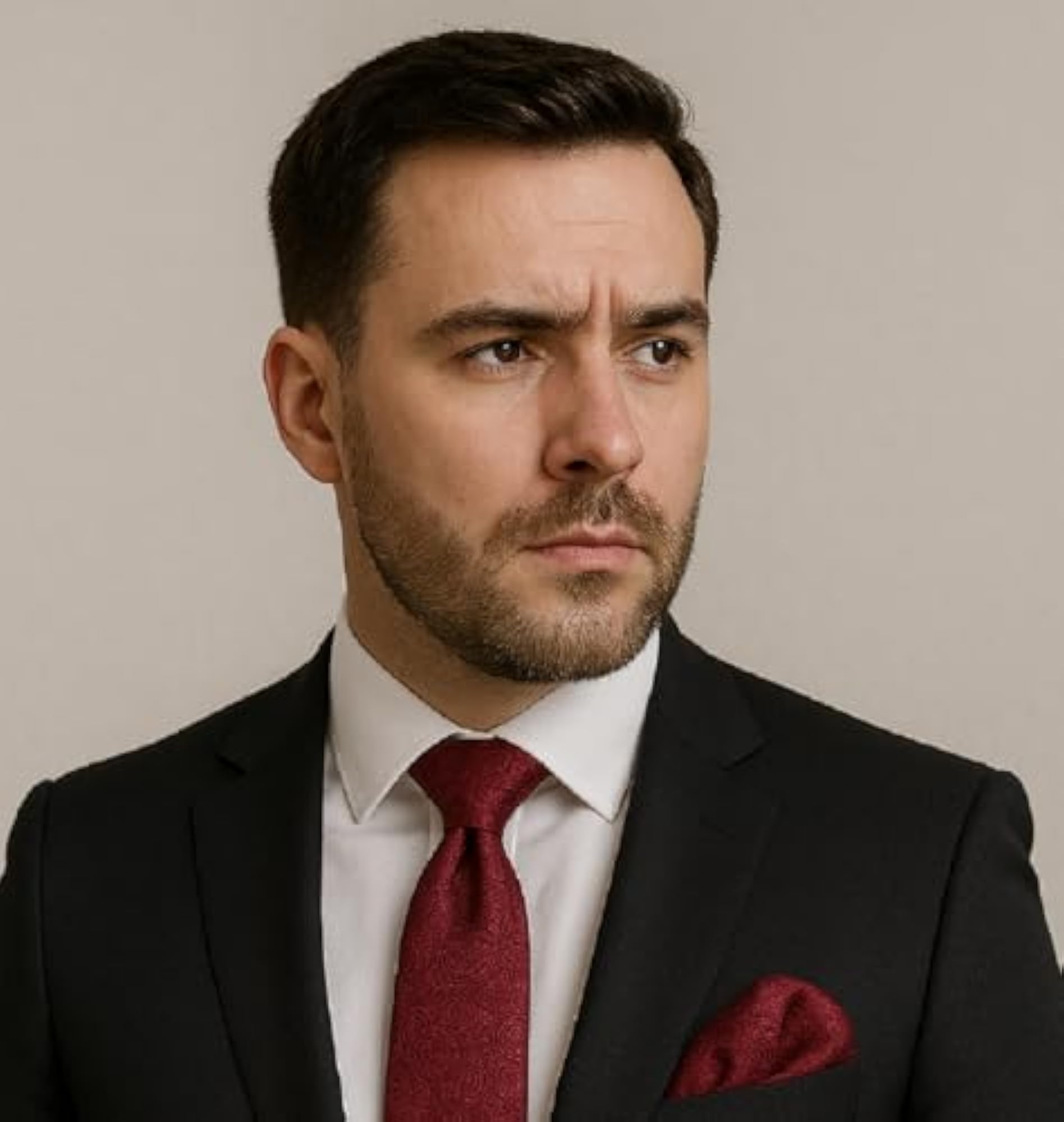 Italian Silk Tie and Pocket Square Combo with Brass Cufflinks