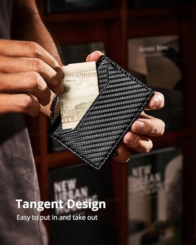 YESIIW Carteira masculina fina com proteção RFID, porta-cartões, minimalistas com janela de identida