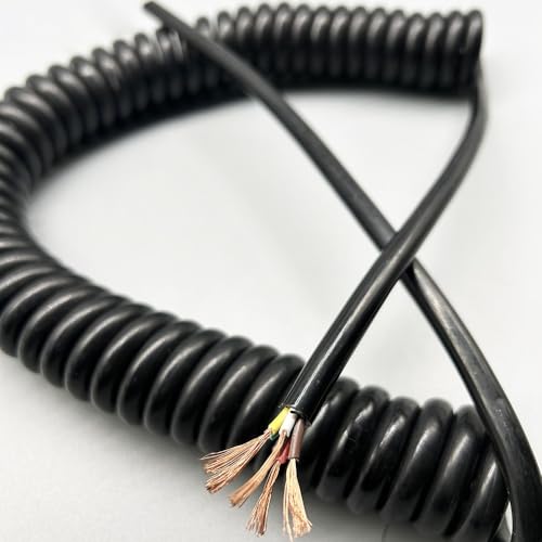 Cable en espiral de 5 núcleos extensible a 3.75 metros con base de cobre para colgar 3