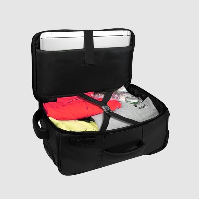Image of Business Briefcase for Men Women 15 inch Water Resistant Office Bag | Laptop Trolley Bag Cabin Size Overnighter 2 Wheels Bag (Black)