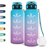 【Conception Ergonomique】Le bouchon à clapet s'ouvre d'une simple pression sur un bouton pour boire facilement. Le filtre amovible intégré vous garantit une eau toujours fraîche, à l'abri de la glace, des fruits ou du thé. Notre gourde se range facilement dans les poches latérales d'un sac à dos, sur un porte-bagages de vélo, sur des barres de toit de voiture, etc. Cette gourde de sport est également équipée d'une poignée pour un transport aisé.