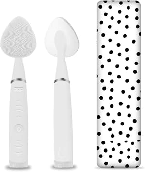 Pop Sonic Clover Facial Cleansing Brush Rechargeable Silicone Face Brush with Sonic Vibrations 5 Adjustable Speeds Gentle Exfoliating Face Scrub Tool for All Skin Types Dots