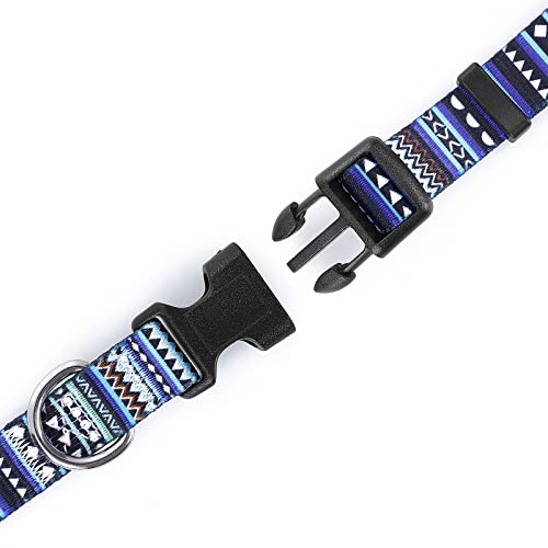 Cobee Nylon Dog Collar, Adjustable Puppy Collars with Patterns Bohemian Style Soft Comfortable Cat Collar Pet Collars for Small Medium Dogs(Blue S) - Image 5