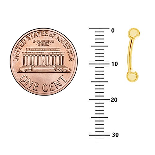 Ritastephens 14K Solid Yellow Gold Eyebrow Ring Jewelry 16 Gauge #TOP2