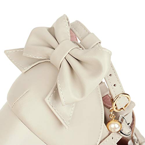 LUXMAX Women Lolita Cosplay Shoes Cross Strap Block Heel Mary Jane Lace Pumps4