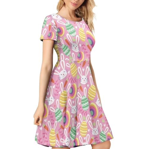 Image of Biyejit Women's Summer Casual Short Sleeve T-Shirt Swing Dress Crew Neck Plus Size S-4XL