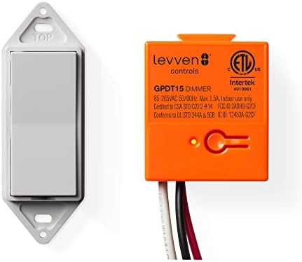 Levven Single-Pole Dimming Wireless Switch Kit - Decora Style Switch, Wireless Power Control Kit - Add a Switch Anywhere