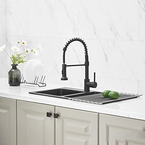 Owofan Kitchen Faucets Stainless Steel Industrial Single Handle One Hole Faucet For Farmhouse Camper Laundry Utility Rv Wet Bar Sinks Black 866083R #TOP2