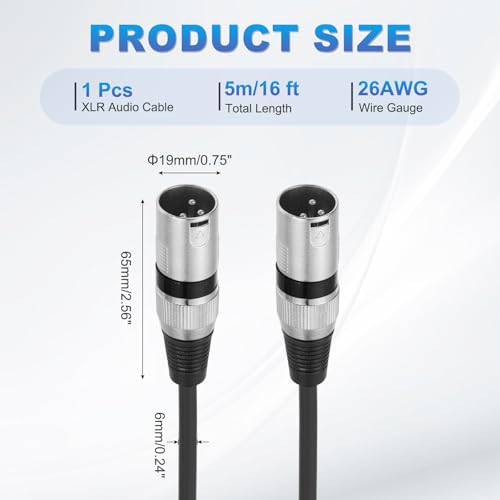 Cordon XLR mâle vers mâle adaptateur de sonorisation 4,9 m - 2