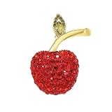 Broche en forme de fruits avec strass pour femme, rouge, pomme, cerise, fraise, banane, cerise, broche pour chapeau, sac, costume, cravate, bijoux de fruits, Medium, Métal, Zircon cubique