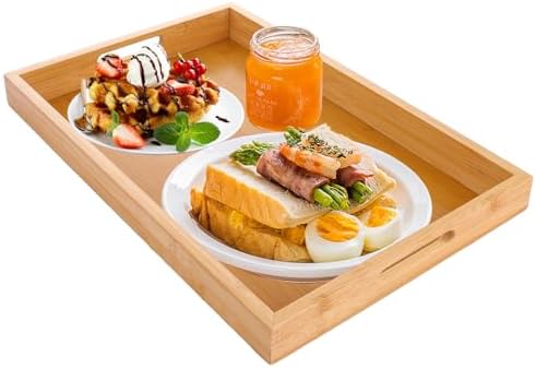 Bamboo Wooden Serving Platter, Double Heart | UK