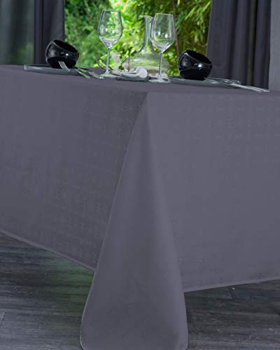 Nydel Venezia Damask Tablecloth (Granite, Square 160 x 160 cm), 63 x 63 inch (Square)
