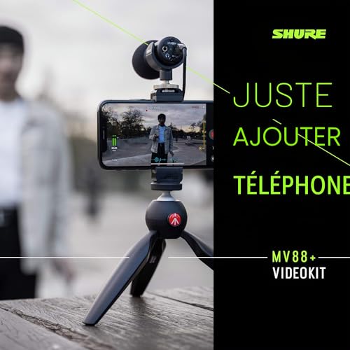 Shure MV88+ Video Kit - Digital Stereo Condenser Microphone for Apple and Android, with Manfrotto PIXI Tripod, Phone Clamp, Mount, iOS and USB-C Cables for Next-Level Compatibility and Connectivity - 5