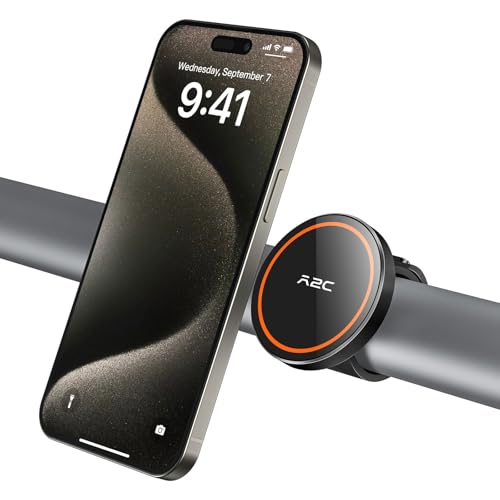 Image of A2C Stroller Phone Holder Compatible with MagSafe - Peloton Phone Mount with 17 N54 Strong Magnets Adjustable Silicone Strap for Fitness Gym Equipment, Peloton Exercise Bike, Shopping Cart, Golf Cart