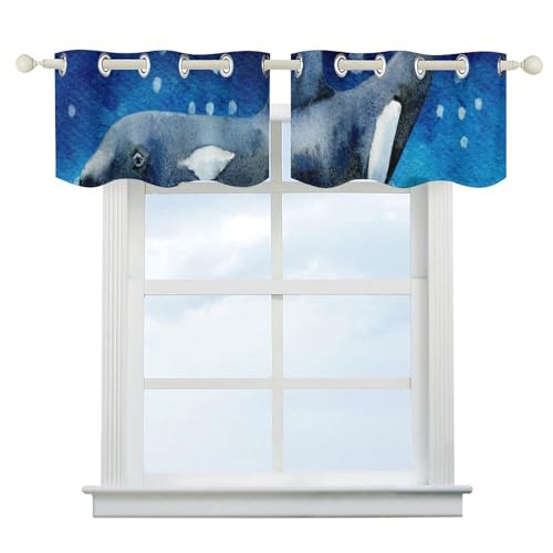 Cortina de cocina de ballena y estrellas de mar: 2 paneles náuticos de estilo vintage para ventana 3