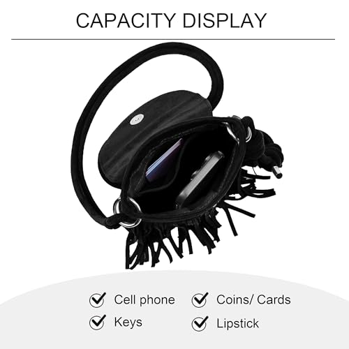 Sunwel Fashion Mini Fringe Purse Small Phone Bags for Women Western Cell Phone Wallet with Zipper Pockets3