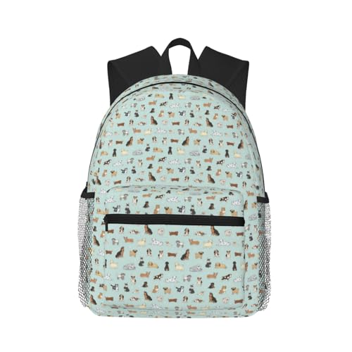 Sac à dos ordinateur portable ergonomique léger en toile imprimée chien pour homme et femme