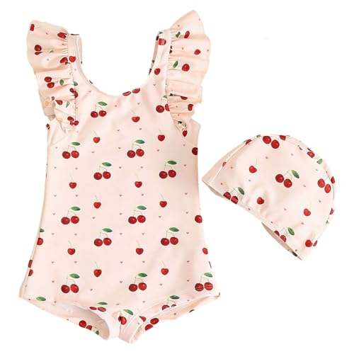 Maillot de bain fille zippé avant avec chapeau de soleil et jupe de protection