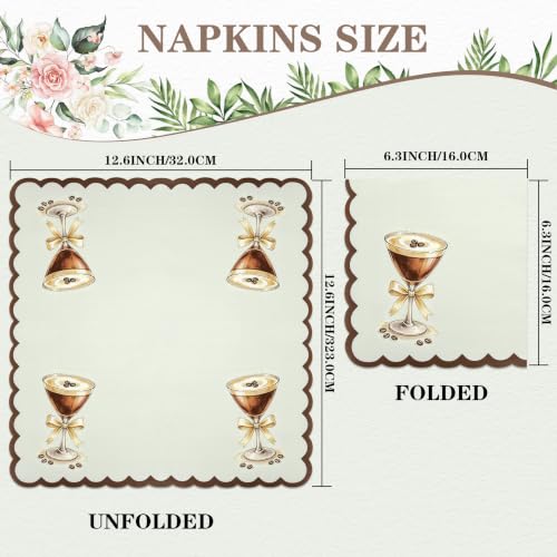 yuboo 50 Pcs Espresso Martini Napkins, 6.3 x 6.3 in Folded Disposable Paper Cocktail Napkins, Brown Martini Party Decor for Bachelorette & a Tini Bit Older Birthday Decor - image 2