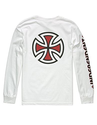 Independent Mens Bar Cross Regular Long Sleeve T-Shirt White Large