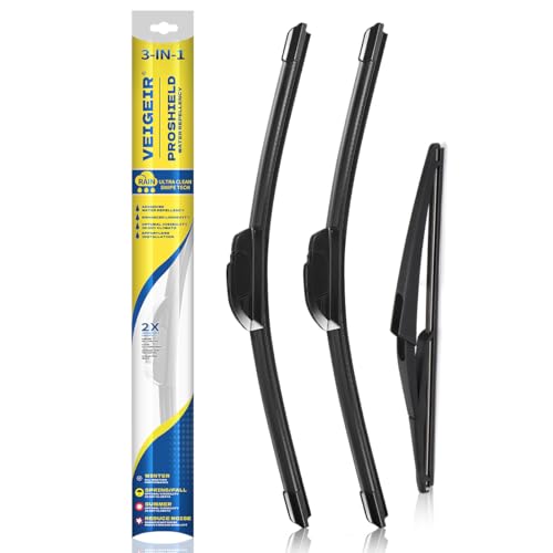 VEIGEIR 3 Pack Windshield Wiper Blades Compatible with Nissan Kicks 2018 2019 2020 2021 2022 2023, Front and Rear, 26" 16" 12" by VEIGEIR - Used condition - US$23.03