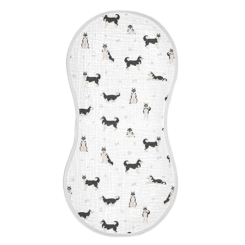 Image of Muslin Baby Burp Cloths, Cute Dogs Siberian Husky Baby Rags Comfy Soft Absorbent in for Newborn Boys and Girls 1 Piece 22 x 11 Inch