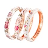 Wynameleri Emaille-Armreif für Frauen, handgefertigtes Vintage-Armband mit Blumenmuster für Damen Armspangen Schmuckgeschenk, zweiteilige Messinggold-Armreifen Muttertagsgeschenke von Tochter