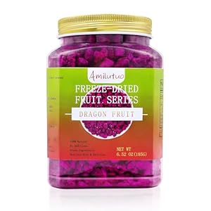 Amilutuo Freeze-Dried Dragon Fruit, Freeze-Dried Fruit, No Added Sugars, 6.52OZ/185g Dragon Druit Chunks, Dry Drag-on Fr-uit, Ideal for Infusing Drinks, Baked Goods and Water
