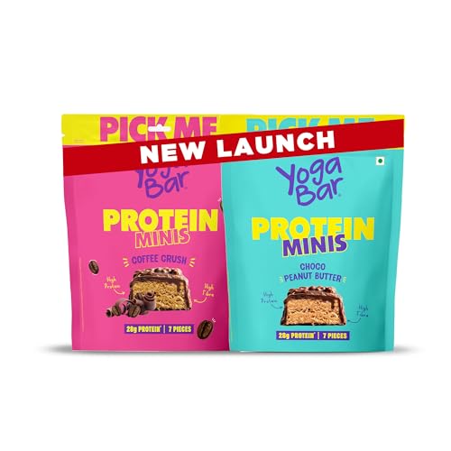 Image of Yogabar Protein Minis Gift Hamper (3 x Chocolate & 4 x Coffee) | Chocolate Gifts in Tin Box | Healthy Snacking for Kids & Adults | Rich in Protein & Fiber