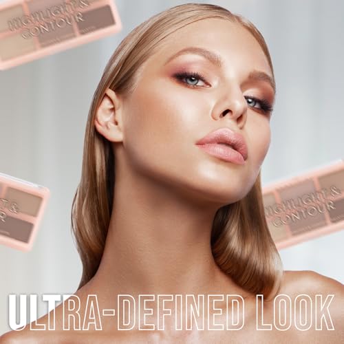 Profusion Cosmetics 6 Shade Highlight & Contour Palette – Long-Wearing, Buildable Soft Powder for Sculpting & Defining, Blendable Formula for Light to Medium Skin (Light Medium)