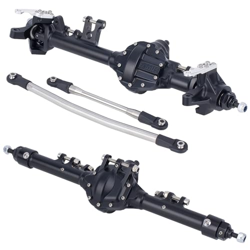 HD44 Axles, 1/10 RC Offset Straight Axles, CNC Aluminum Integrated Front & Rear Axles with High-Strength Steel Gears, for 1/10 RC Crawlers Vanquish...
