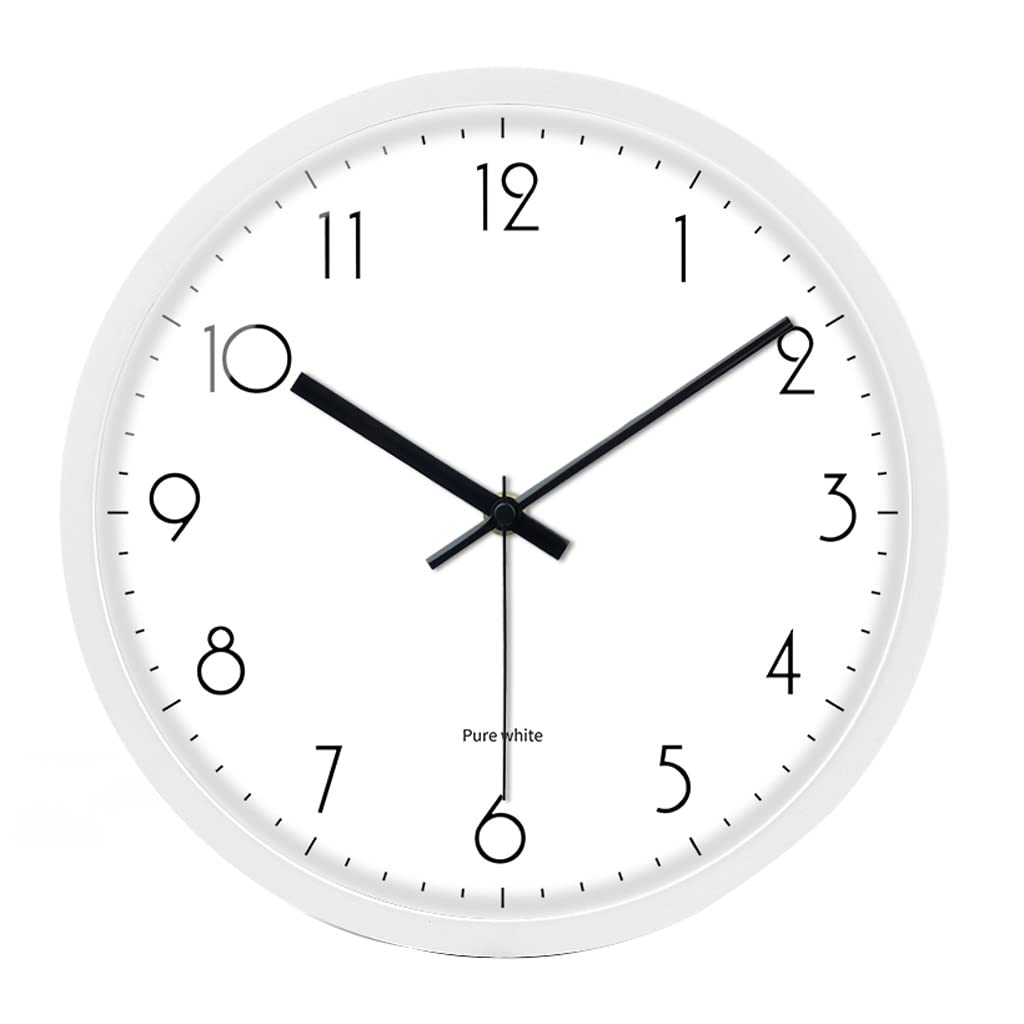 Horloge murale blanche de 12 pouces silencieuse pour salon et chambre