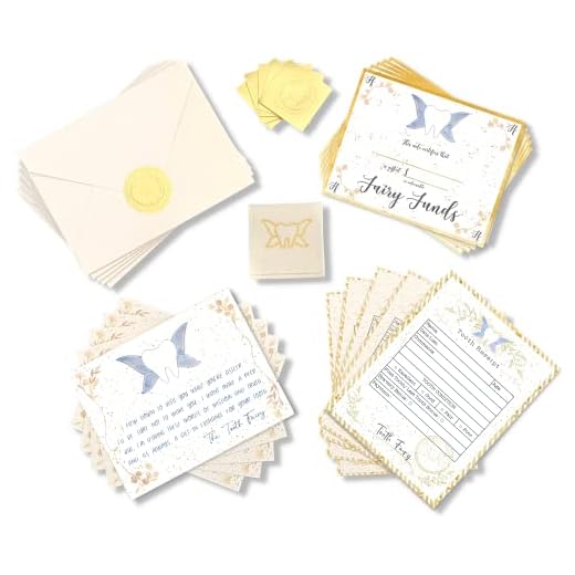Tooth Fairy Letter Kit with 5 Virtue-Themed Tooth Fairy Letter Poems, 5 Tooth Fairy Envelopes with Seals, 5 Tooth Receipts, 5 Customizable Cash Alternative Certificates, & 1 Tooth Holder
