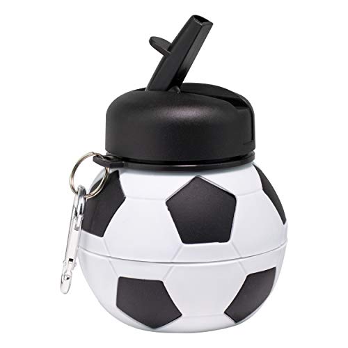 Maccabi-Art-Clip-On-Collapsible-BPA-Free-Silicone-Soccer-Ball-Water-Bottle-for-Kids-18-Oz-Size