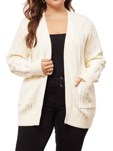 Image of Agnes Orinda Cardigan Sweaters for Women 2025 Plus Size Lightweight Long Sleeve Open Front Sweaters with Pockets
