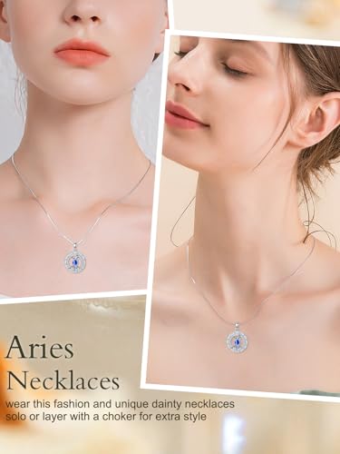 TOUPOP Zodiac Constellation Necklace for Women 925 Sterling Silver Birthstone Pendant Necklaces Zodiac Sign Jewelry Birthday Christmas Gifts for Women Her4