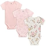 Just Born Unisex Baby 3-Pack Short Sleeve Bodysuits, Vintage Floral, 6-9 Months