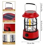 TRIROCKS Zestaw 2 solarnych latarni kempingowych LED, ściemnialna, ładowalna, IPX3, wodoodporna, przenośna, awaryjna, na kemping, do domu, przerwy w dostawie prądu, huragan, wędrówki (Czerwona)