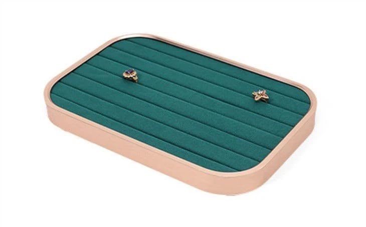 Image of Gold Metal Ring Organizer Jewelry Display Tray Metal Velvet Mall Jewelry Show Tray Earrings Showcase Rings Case
