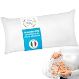 Almohada ortopédica Leo I de 40 x 80 cm, fabricada en Italia, almohada ergonómica ajustable en altura de copos de espuma viscoelástica reciclada I contra los dolores cervicales I ideal para personas