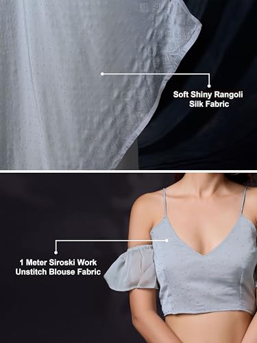 TRENDMALLS Women's Rangoli Silk Heavy Siroski Double Shade Saree with Unstitched Blouse Piece