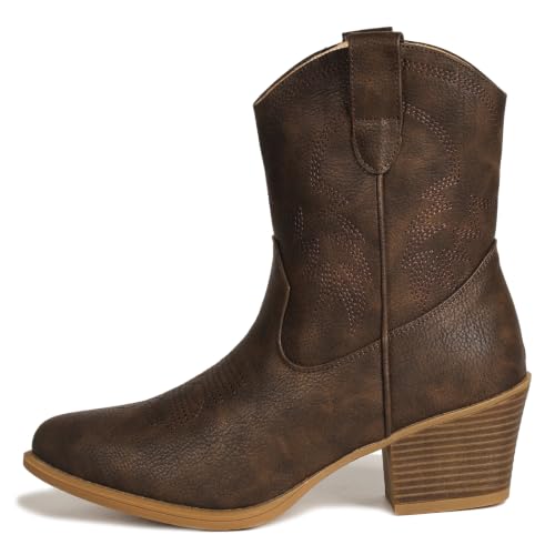 Image of IXU Cowboy Boots for Women Ankle Cowgirl Wide Western Short Booties