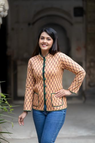 Image of Reversible Jacket for Women | Double Sided Quilted Jacket | Reversible Winter Jacket for Women | Stylish Ethnic Printed Jacket | Warm & Comfortable Casual Outerwear