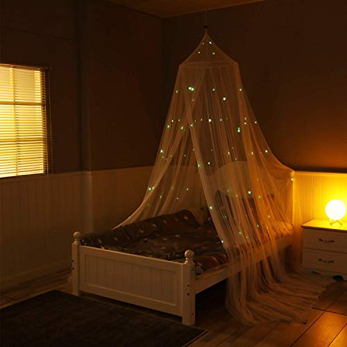 Dossel de cama com estrelas fluorescentes que brilham no escuro para bebês, crianças, meninas ou adu