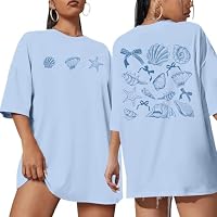 ASTANFY Vacation Oversized Tshirts for Women Casual Beach Tops Boho Graphic Tees Summer