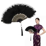 Design luxueux : les plumes noires associées à des côtes en dentelle dorée, ornées de pendentifs à pompons, dégagent une élégance vintage. Elles rehaussent instantanément le raffinement des cheongsams, des robes de soirée et d'autres ensembles.