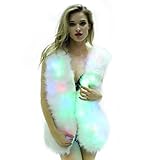 SZTOPFOCUS Light Up Vest Fluffy Glowing Winter Fur Coat Rainbow LED Costume Waistcoat (S)